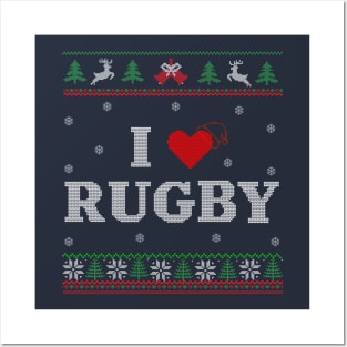 I Love Rugby Christmas Sweater Posters and Art